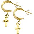 14k Gold Cross Baby Hoop Earrings