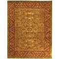 Taj Mahal Handmade Green Wool Rug (8'3 x 11')