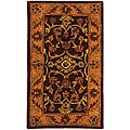Handmade Taj Mahal Burgundy/ Gold Wool Rug (2'3 x 4')