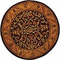 Handmade Taj Mahal Burgundy/ Gold Wool Rug (8' Round)