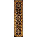 Handmade Taj Mahal Black/ Gold Wool Rug (2'3 x 12')