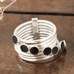 Sterling Silver 7-band Onyx Ring (Mexico)