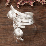 Sterling Silver 2-bead Bypass Ring (Mexico)