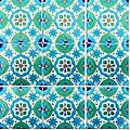 Fatima Blue Design Accent Ceramic Tiles (Set of 9)