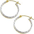 14k Two-tone Gold Twinkle Hoop Earrings