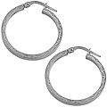 14k White Gold Designed Hoop Earrings