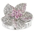 Sterling Silver Pink and White CZ Flower Ring