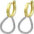 14k Two-tone Gold Drop Huggie Earrings
