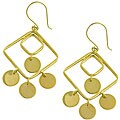 14k Gold Square and Circle Chandelier Earrings