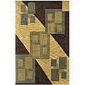 Hand-knotted Yellow Wool Rug (5'6 x 8')