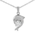 Sterling Silver Cubic Zirconia Dolphin Necklace