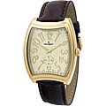 Peugeot Men's Goldtone Cushion Case Leather Watch