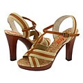 KORS Michael Kors Catalina Natural Webbing/Luggage Vacchetta
