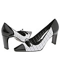 Via Spiga Salina White/Black Kid/Patent