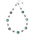 Sterling Silver Chrysocolla and Peacock FW Pearl Necklace (7 mm)
