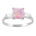 Sterling Silver Small Princess-cut Opal Ring