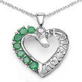 Genuine Emerald and Sterling Silver Heart Pendant