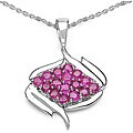 Silver Genuine Ruby Cluster Necklace