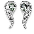 Silver Genuine Green Sapphire Earrings