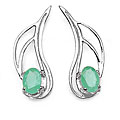Silver Genuine Emerald Earrings
