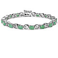 Silver Genuine Oval Emerald Bracelet