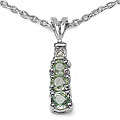 Silver Genuine Green Sapphire and Diamond Necklace