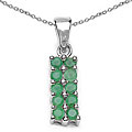 Sterling Silver Emerald Rounds Pendant Necklace