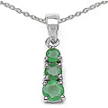 Sterling Silver 3-stone Emerald Necklace