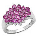 Sterling Silver Genuine Ruby Cluster Ring (Size 7)