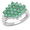 Sterling Silver Genuine Emerald Cluster Ring (Size 7)