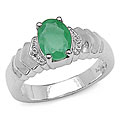 Sterling Silver Emerald and White Topaz Ring (Size 7)