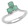 Sterling Silver Genuine Emerald 3-stone Ring (Size 7)