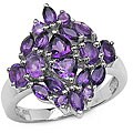 Silver Genuine Amethyst Cluster Ring (Size 8)