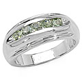 0.50ctw Genuine Green Sapphire Rounds Silver Ring