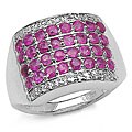 Brilliant 1.60ctw Genuine Ruby 4-Rows Silver Ring