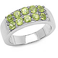Sterling Silver and Double-row Peridot Ring