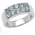 Sterling Silver Blue Topaz 2-row Ring (Size 7)