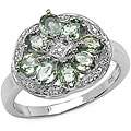 Sterling Silver and Green Sapphire Flower Ring