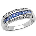 Sterling Silver Sapphire and White Topaz Ring