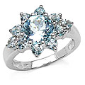 Sterling Silver Blue Topaz Flower Ring