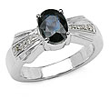 Sterling Silver Saphire and White Topaz Ring (Size 7)