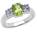 Sterling Silver Peridot and Tanzanite Ring