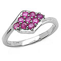 Sterling Silver Ruby Cluster Ring