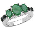 Sterling Silver Emerald and Sapphire 7-stone Ring (Size 7)