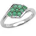 Sterling Silver and Emerald Cluster Ring