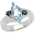 Sterling Silver Blue Topaz and Sapphire Ring (Size 7)
