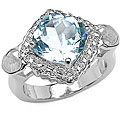 Sterling Silver Blue Topaz and White Topaz Ring (Size 7)