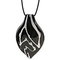 Murano Glass Black Leaf Necklace