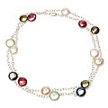 Sterling Silver Colored FW Coin Pearl Necklace (12 mm)