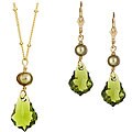 Charming Life 14k Goldfill Green Crystal and Pearl Jewelry Set (7 mm)